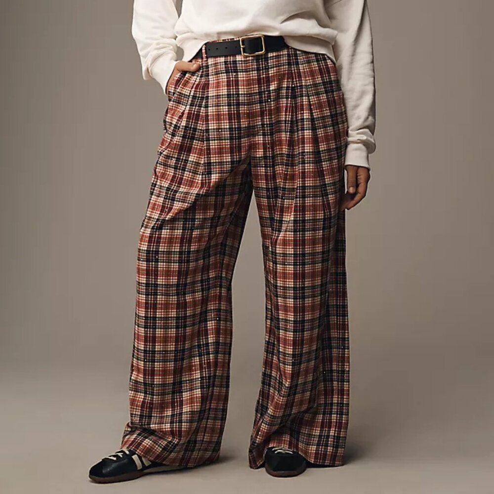 The Avery Sparkle Pleated Wide-Leg Trousers by Maeve (Anthropologie)